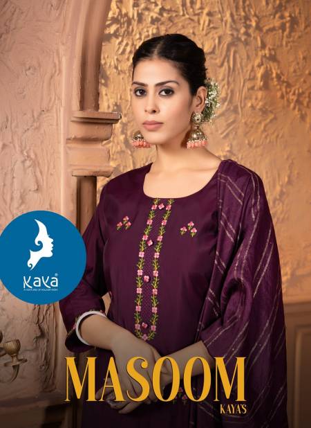 Masoom By Kaya Roman Silk Straight Cut Kurti With Bottom Dupatta Wholesale Online